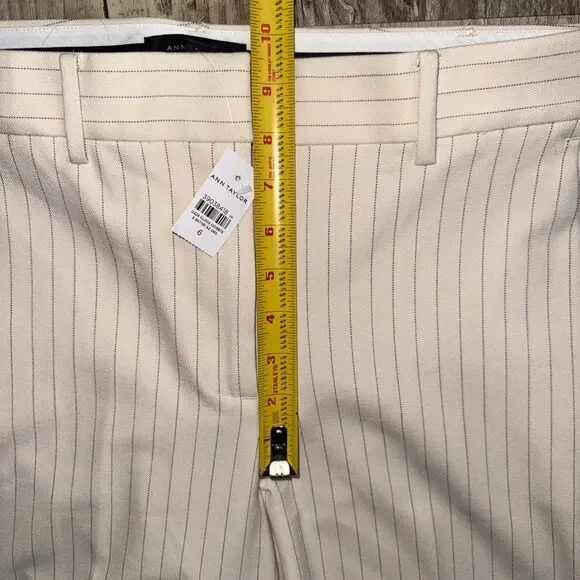 Ann Taylor Pants 6 NWT Cream Navy Pinstripe Boot Leg Cut Business - Picture 5 of 5
